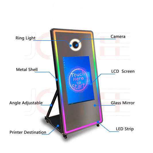 Portable Mirror Photo Booth Selfie Machine 32in Touch Screen Built-in