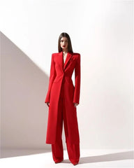 Designer Formal Women Suit Set 2 Piece Blazer+Pants Long Style Wedding