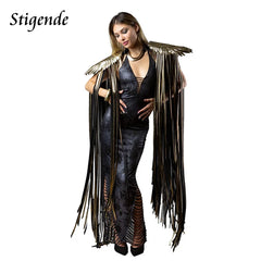 Sequin Cape Wing Tassels Wraps for Women Party Wear Poncho Ladies