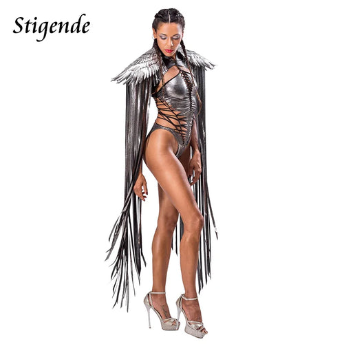 Sequin Cape Wing Tassels Wraps for Women Party Wear Poncho Ladies