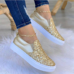 Moccasins Glitter Flat Female Loafers Shoes Rose Gold/Black/Gold