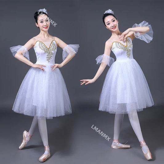 Adult White Swan Lake Ballet Dancing Dress Women Ballroom Ballet