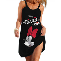 Leopard Beach Dress For Women Disney Minie Mouse Woman Dresses Girls