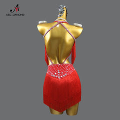 Latin Dance Dress Woman Party Ballroom Practice Wear Tassel Clothing