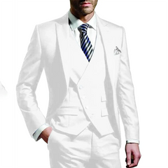 White Men Wedding Suits Groom Wear Peak Lapel Wedding Groom Tuxedos