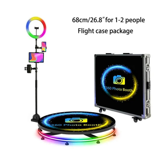 360 Photo Booth Machine 80-100cm with RGB Ring Light, Free Logo, 360