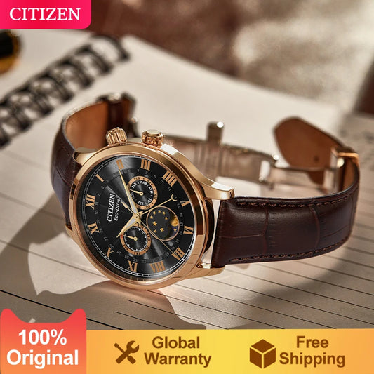 Original CITIZEN Men's Watch Eco-Drive Elegant Star Moon Blue Disc