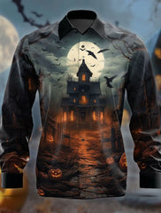 Halloween Horror Men's Button Up Shirt Long Sleeve Party Evening Wear