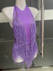 Sparkly Party Romper Crystals Fringes Bodysuit Sexy Tassel Leotard