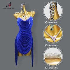 2024 Latin Dance Suit Woman Party Line Costume Wear Girl Competition