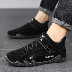 Waterproof Leather Ankle Boots for Men Waterproof Sneakers lace Up