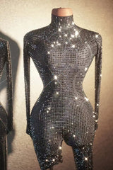 Sparkly Full Rhinestones Jumpsuit for Women Sexy Dance Costume