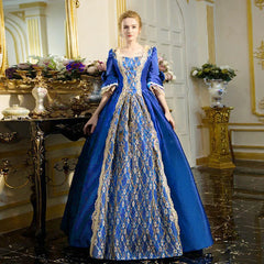 Women Vintage Court Cosplay Dress Medieval Renaissance Queen Ball Gown