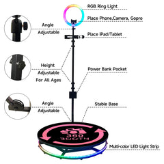 Portable 360 Photo Booth 68 80 100 115cm Platform with Flight Case