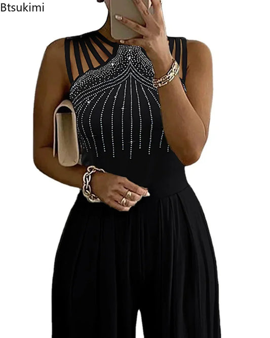 Plus Size 4XL 5XL Women Elegant Sleeveless Partywear Jumpsuits Formal