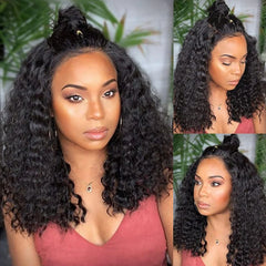 Deep Wave 180% Density Pre-Plucked Side Part Short Bob 13*4 Lace