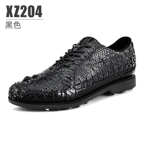 PGM Men's Golf Shoes Casual Sport Sneakers Shoelaces Crocodile Skin