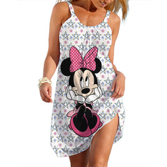 Leopard Beach Dress For Women Disney Minie Mouse Woman Dresses Girls