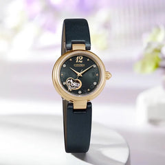 CITIZEN Women's mechanical watch small dial hollow design casual watch