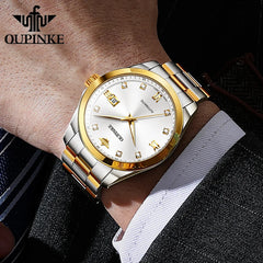 OUPINKE Luxury Real Diamonds Automatic Watch for Men Swiss