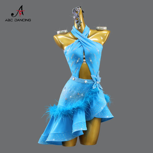 Latin Dance Dress Stage Outfit For Women Line Suit Ballroom Sports