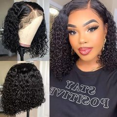 Deep Wave 180% Density Pre-Plucked Side Part Short Bob 13*4 Lace