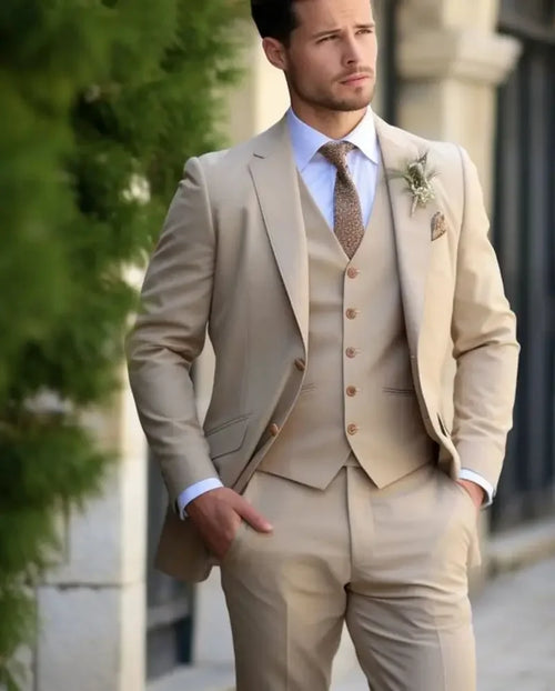 3 Piece Tuxedo Wedding Suits for Men Bespoke Groom Wear Formal Fashion