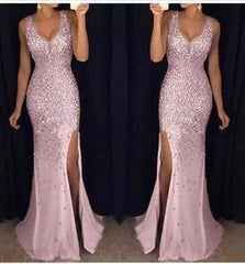 Long Elegant Evening Party Wear Dresses Luxury Wedding Sequins Prom