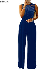 Plus Size 4XL 5XL Women Elegant Sleeveless Partywear Jumpsuits Formal