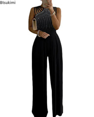 Plus Size 4XL 5XL Women Elegant Sleeveless Partywear Jumpsuits Formal