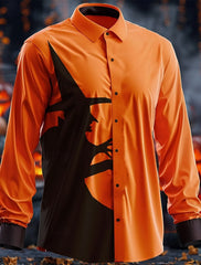 Halloween Horror Men's Button Up Shirt Long Sleeve Party Evening Wear