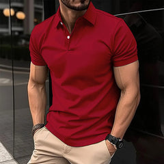 2024 Men's New Best-Selling Polo Shirt Elastic Short-Sleeved T-Shirt