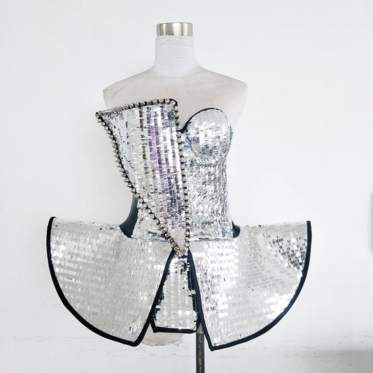 Party Show Wear Sequins Light Stage Show Style Bodysuit Festival