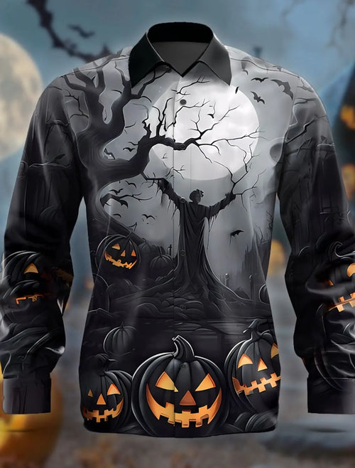 Halloween Horror Men's Button Up Shirt Long Sleeve Party Evening Wear