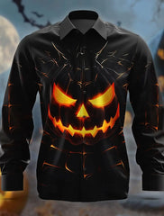 Halloween Horror Men's Button Up Shirt Long Sleeve Party Evening Wear