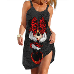 Leopard Beach Dress For Women Disney Minie Mouse Woman Dresses Girls