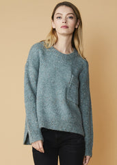 Women's Crewneck Pocket Front Sweater in Fall Sage