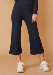 Women's Ribbed Crop Pants in Midnight