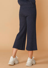 Women's Ribbed Crop Pants in Midnight