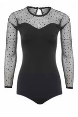 Long Sleeve Glitter Mesh Bodysuit