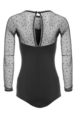 Long Sleeve Glitter Mesh Bodysuit