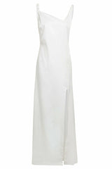 Asymmetric White Maxi Dress