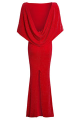 Red Cowl Back Gown