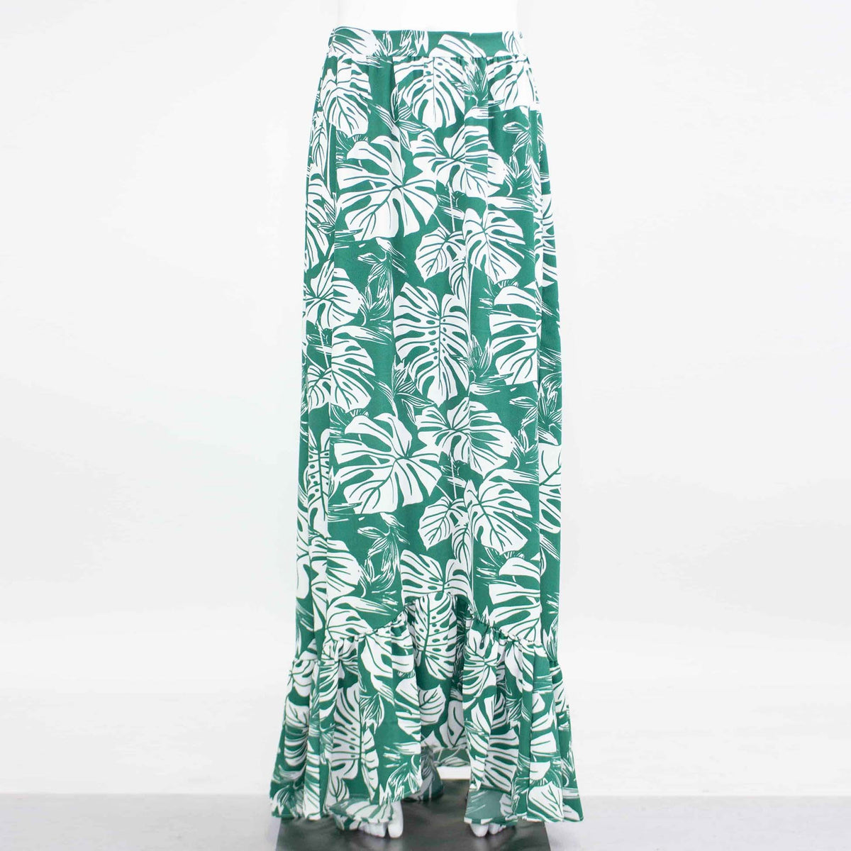 Flared Bottom Leaf Maxi Skirt