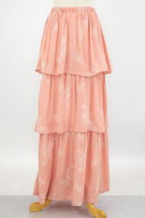 Layered Ruffle Maxi Skirt - Blush