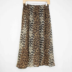 Animal Print Flare Midi Skirt