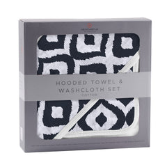 Moroccan Blue Hooded Towel and Washcloth Set