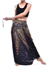 Bohotusk Black Gold Peacock Print Sarong Super Soft 150cm x 110cm