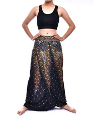 Bohotusk Black Gold Peacock Print Sarong Super Soft 150cm x 110cm