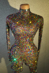 Sparkly Full Rhinestones Jumpsuit for Women Sexy Dance Costume